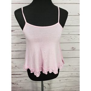 Always Me pink Lace spaghetti strap girls tank top‎